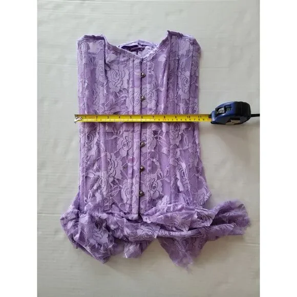 Purple Daisy Corset Hook & Eye‎ Tie Up Size Small